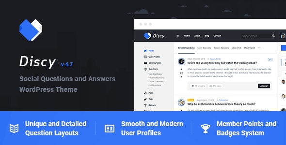 Discy Social Questions and Answers WordPress Theme